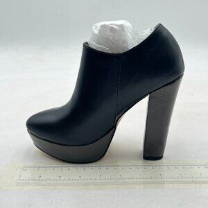 Black Block High Heels Platform Ankle Boots Pointed Toe Side Zipper Booties Shoe